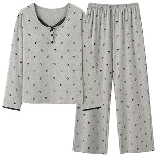 帕兰朵100%全棉睡衣女春秋款纯棉套头2026新款宽松长袖家居服套装