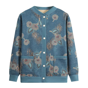 中老年妈妈秋装保暖开衫老年人太太秋冬季奶奶装衣服秋冬毛衣外套