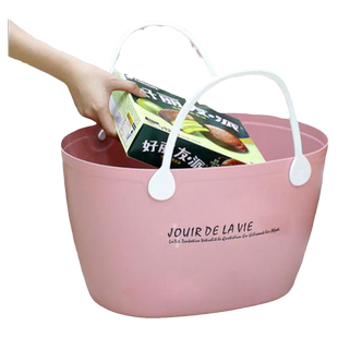 游泳收纳篮菜篮子买菜新款外出提菜手提篮塑料露营野餐篮购物篮子