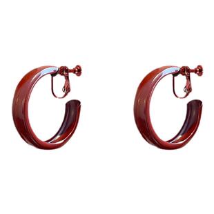 港风安可拉红螺旋耳夹女时尚法式复古无耳洞耳环方圆脸秋冬耳饰