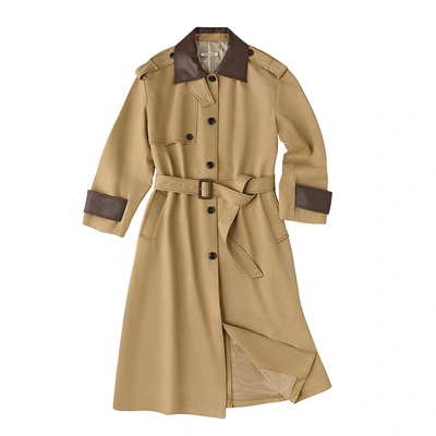 FAE秋季双排扣立领长款风衣