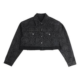 TCH 轻奢牛仔短外套女2025春新款复古宽松不规则印花T72A068013