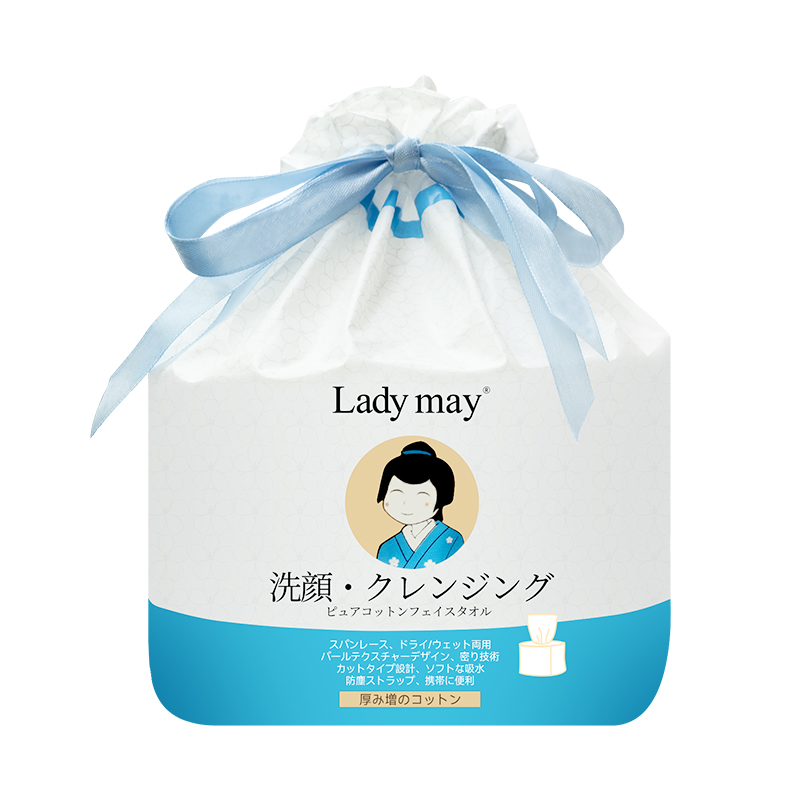 日本Ladymay纯棉洗脸巾加厚卷筒式一次性擦脸棉柔巾婴儿洁面巾1卷