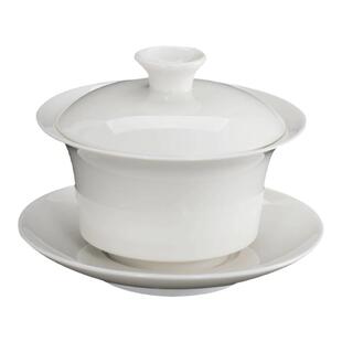 泥土故事德化猪油白4.2三才手工盖碗茶杯家用泡茶碗套装茶具200ml