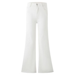 白色不贴腿微喇叭牛仔裤女2026春季新款低腰垂感显瘦小个子直筒裤