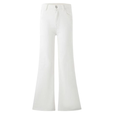 新款白色加绒不贴腿微喇叭牛仔裤