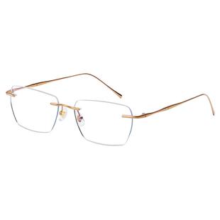 超轻纯钛金丝无框近视眼镜框男款可配度数斯文败类无边框金边镜架
