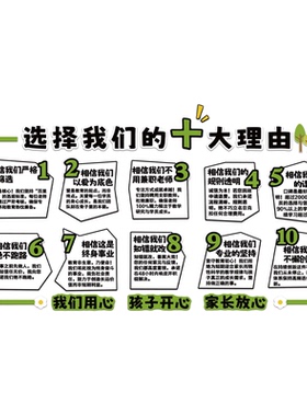 家长公约墙装饰文化午托管选择我们十大理由幼儿园教培训机构形象