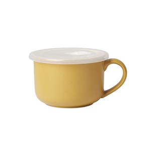 居佳儿童简约风陶瓷马克杯带盖汤杯大容量水杯牛奶咖啡杯早餐杯