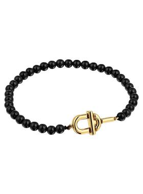 【新品】TOUS/桃丝熊MANIFESTO系列银镀18K金黑玛瑙手链