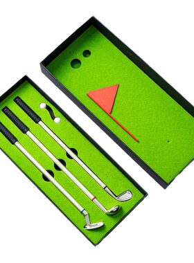 搞怪新高尔夫迷你球场圆珠笔礼盒套装创意球杆圆珠笔中性笔玩具笔