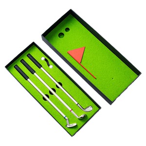 搞怪新高尔夫迷你球场圆珠笔礼盒套装创意球杆圆珠笔中性笔玩具笔