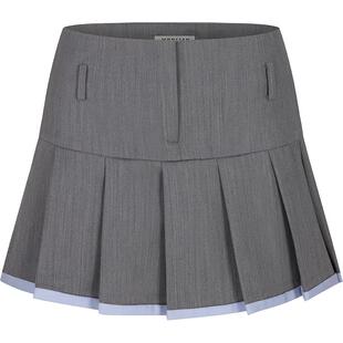 HERLIAN 春夏新款设计感撞色裙边百褶裙短裙女