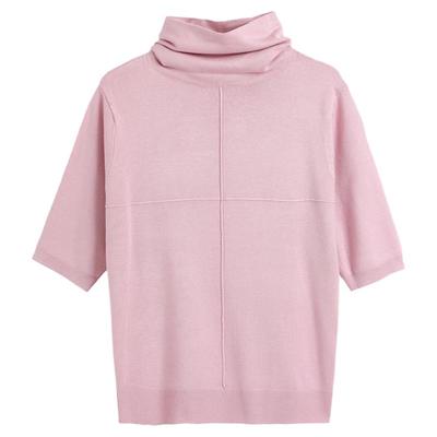 高端羊绒衫女中袖高袖