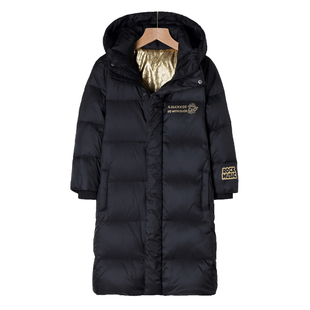 哈罗小黄鸭儿童长款羽绒服男女童过膝加厚新款冬装中大童宝宝外套