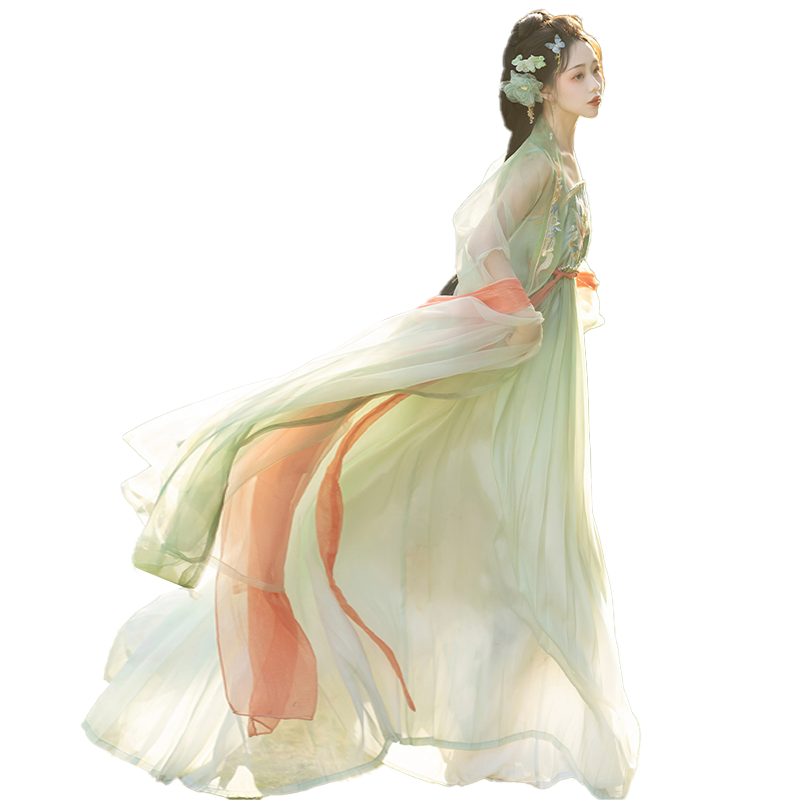 墨子研汉服夏季女唐制诃子裙【六月春】大袖衫刺绣款超仙气古装