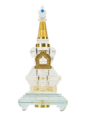 水晶菩提佛塔可变色佛具摆件