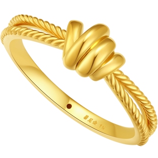 潮宏基IN+极简个性黄金戒指足金5D硬金叠戴通勤礼物纪念礼物