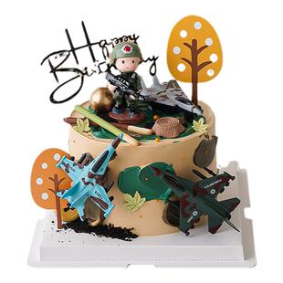 八一建军节网红蛋糕装饰品摆件坦克飞机特种兵哥哥生日烘焙插件