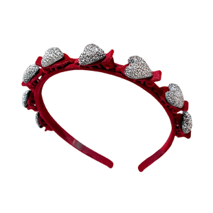 2026新年红色爱心编发发箍女高颅顶蓬松压发头箍过年发捆植绒头饰