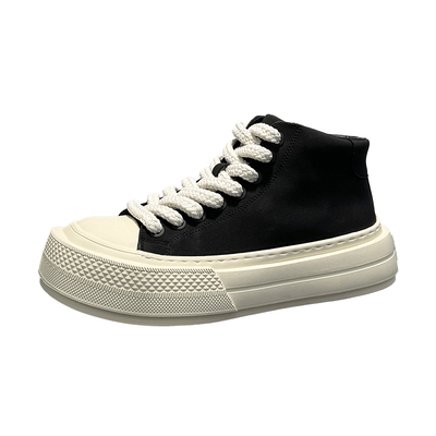 方头系带高帮鞋厚底增高休闲板鞋