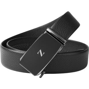 HLA/海澜之家Z字扣头通勤皮带2025新款商务自动扣黑色花纹腰带男
