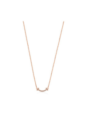 9.9新TIFFANY & CO.蒂芙尼 T系列笑脸镶钻18K玫瑰金女款项链