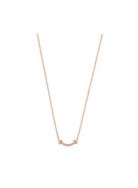 9.9新TIFFANY & CO.蒂芙尼 T系列笑脸镶钻18K玫瑰金女款项链