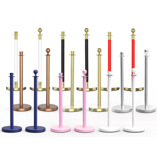 不锈钢礼宾杆迎宾柱一米线栏杆隔离带酒店安全围栏麻红色绒布挂绳