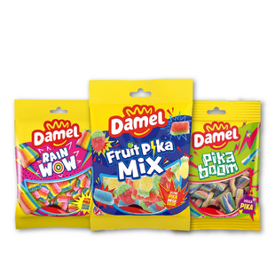 damel爱果乐进口超级酸软糖混合水果迷你彩虹酸粉糖果砂果汁零食