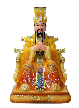 中式汉白玉玉皇大帝西王母供奉像