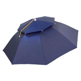 龙天将头戴式伞帽大号双层防晒遮阳折叠太阳伞雨伞户外垂钓斗笠伞