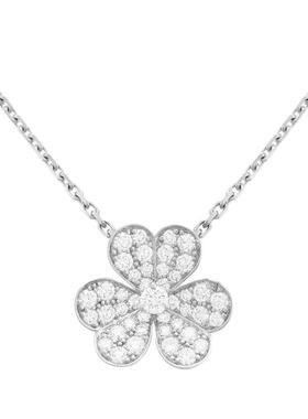 D色莫桑石满钻三花瓣项链