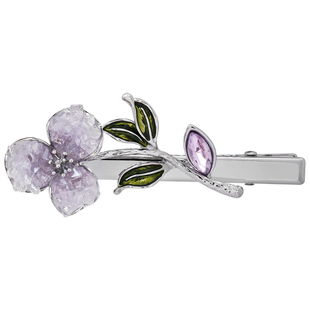 皇家莎莎晶莹花朵边夹仿水晶鸭嘴夹侧边刘海夹收碎发夹子发饰头饰