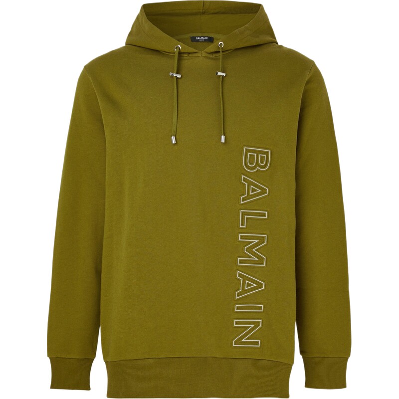 BALMAIN 秋冬男宽松印花棉质连帽卫衣