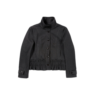 UNRETRO 复古立领正肩修身收腰毛呢大衣女春秋新款短款小西装外套