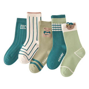 男童袜子秋冬款纯棉儿童无骨春秋中长筒袜男宝宝冬季加厚全棉童袜