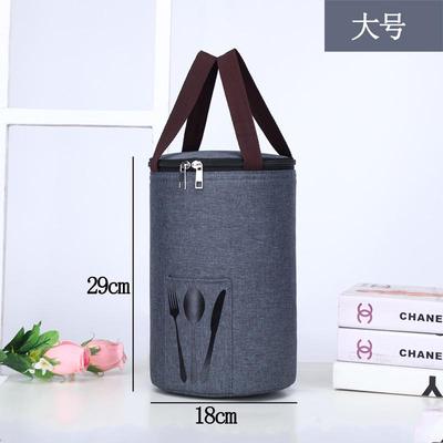 圆形饭盒袋保温不锈钢手提包学生带饭防水防油上班族装餐包加厚铝