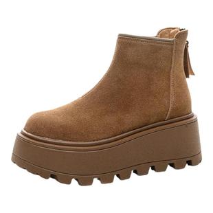 真皮雪地靴女2026新款冬季厚底内增高短靴爆款加绒加厚马丁靴棉鞋