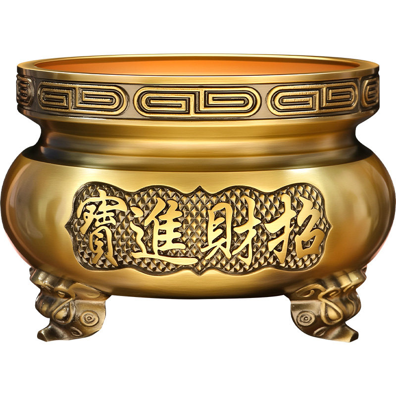 香炉家用铜合金供奉财神插香炉室内招财进宝焚香炉佛具三足宣德炉