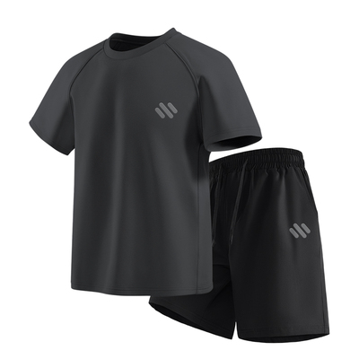 真维斯速干运动服男套装夏短袖男款2026新款透气潮流男裤休闲裤Q