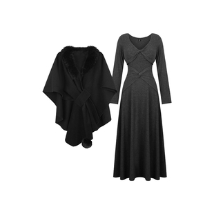 安妮不火 扭结设计双面磨毛坑纹针织裙女微胖大码收腰气质两件套