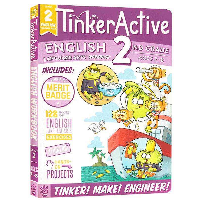 英文原版 二年级小学生练习册 TinkerActive Workbooks: 2nd Grade English Language Arts 儿童趣味英语辅导图画书进口正版7-8岁