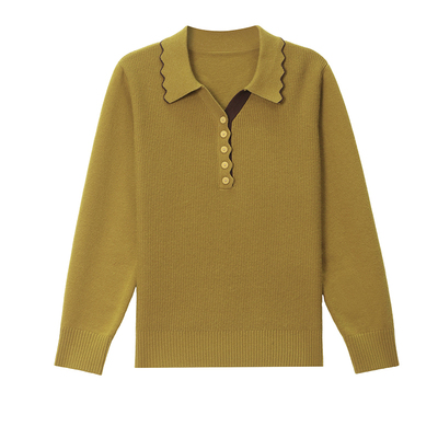 恒源祥100%羊毛衫女高端翻领毛衣2026春秋新款宽松显瘦洋气针织衫