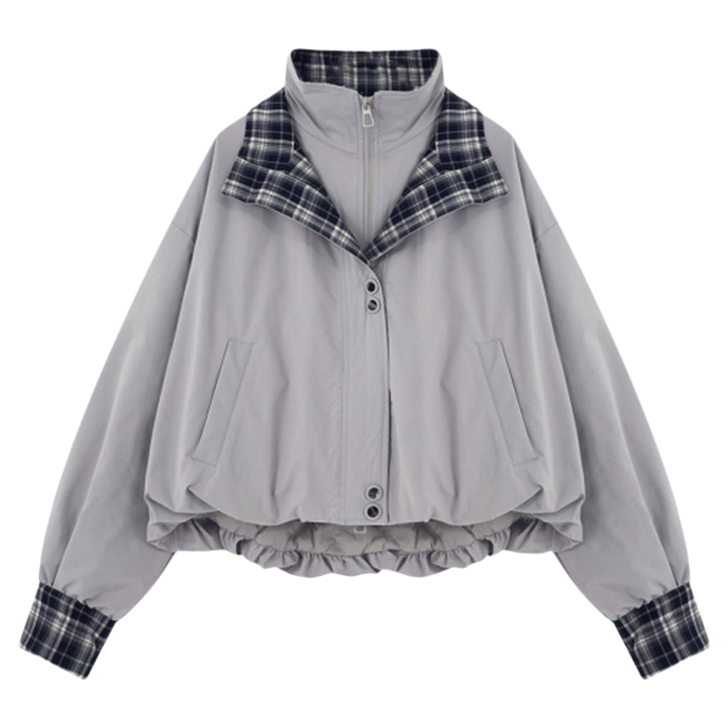 Basic House/百家好26假两件撞色拼接设计女冬季白鸭绒保暖羽绒服