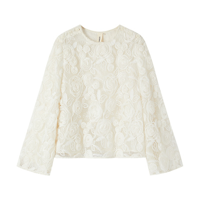 新中式盘绳绣薄纱圆领衬衫