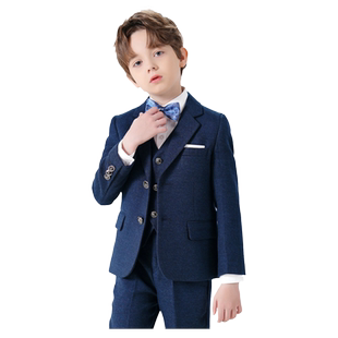 罗蒙儿童西装套装男童花童帅气英伦走秀主持人中大童钢琴演出礼服