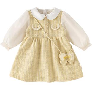 戴维贝拉儿童洋气连衣裙女童小香风裙子女孩宝宝气质公主裙春装