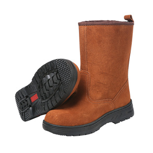 劳保靴牛皮油田男女电焊工棉鞋防护鞋保暖耐油防砸高筒高帮钢包头