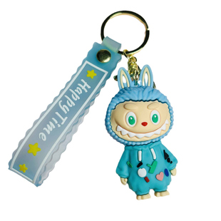 新型丑萌怪兽钥匙扣创意睡衣龅牙小兔挂件潮彩色卫衣公仔包包挂饰